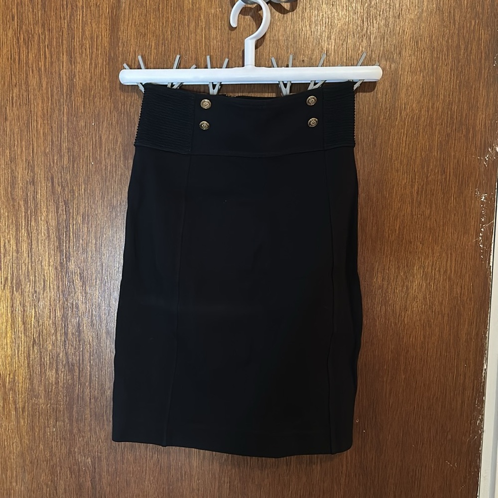 Black Skirt with Gold Button Accents